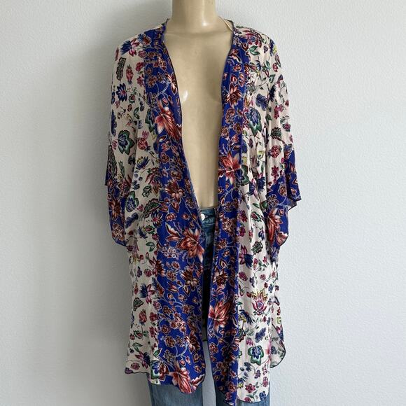 Democracy Jackets & Blazers - Democracy Floral Kimono Lightweight Vibrant Boho Festival Coastal Artistic S/M